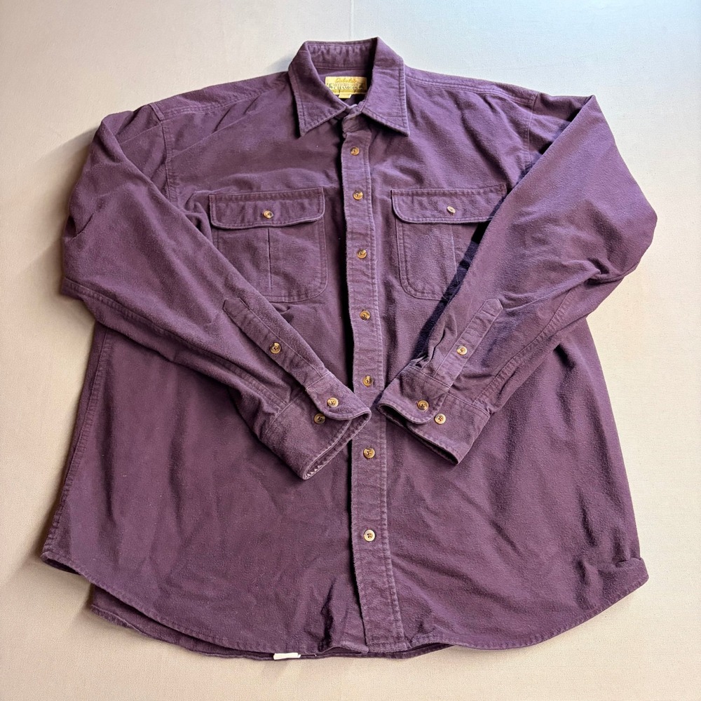 Cabelas Deerskin Soft Chamois Shirt Mens XL Tall Purple Cotton Heavy 90-1496